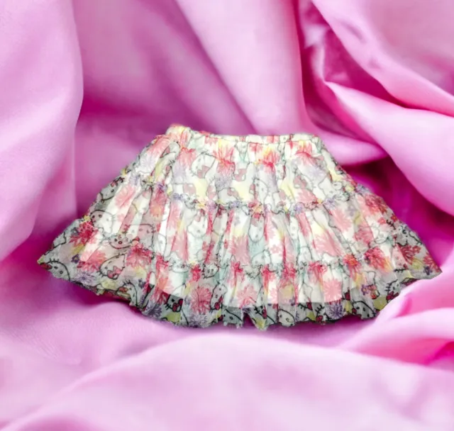 HELLO KITTY Girls Pink Tulle Skirt SKORT Shorts Size 18 Months Elastic Waist