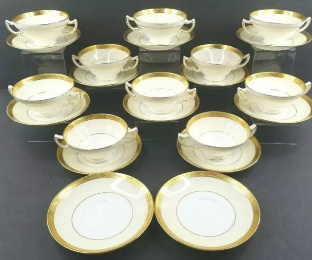 22 Pc Mintons Davis Collamore Bouillon Cups Saucers Antique New York Vintage Lot