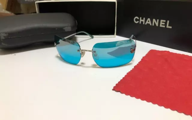 CHANEL 4017-D Rhinestone Sunglasses Rimless Pink Gradient