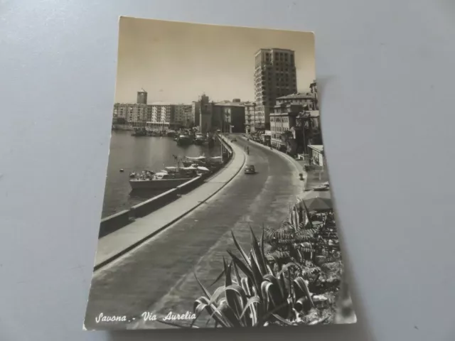 CP Postkarte Vintage Savona Via Aurelia Shipped 1955