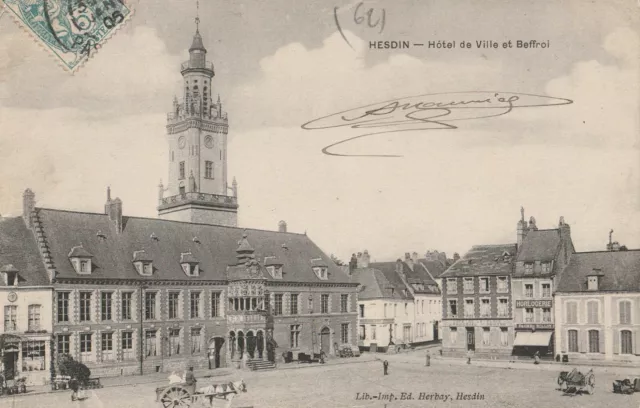 Cpa - Hesdin - Hotel De Ville Et Beffroi - Annee 1906