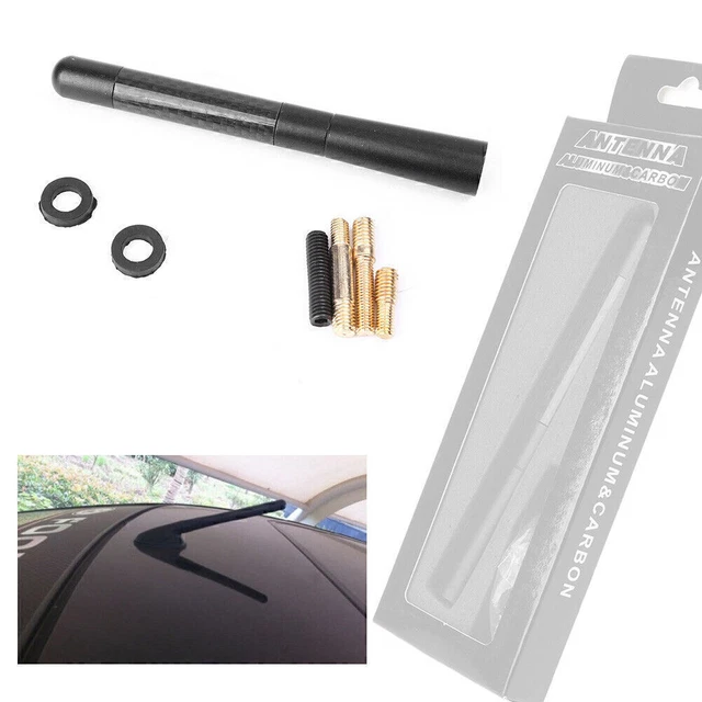 4.7" Car Carbon Fiber Aluminum AM/FM Radio Signals Aerial Screws Antenna Black