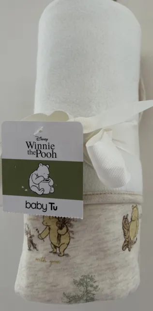 Disney Winnie The Pooh Plush Cream & Oatmeal Designed Reversible Cotton Blanket
