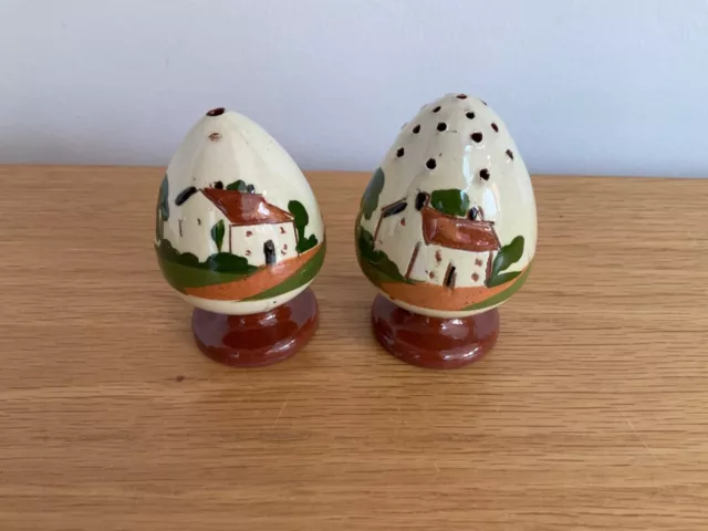 vintage Torquay pottery Motto Ware Cottage salt and pepper shakers