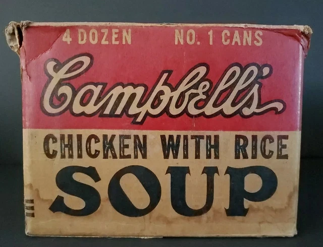 Vintage 1960s Campbell’s Chicken With Rice Soup Cardboard Empty Box