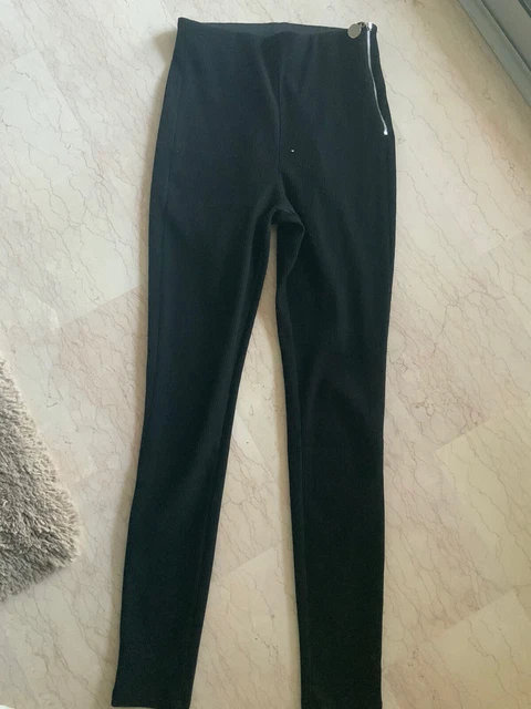 Pantalon Legging Zara Noir - Taille 40 (42 Côtés Perlés) - Occasion Bon état - Côtés Perlés