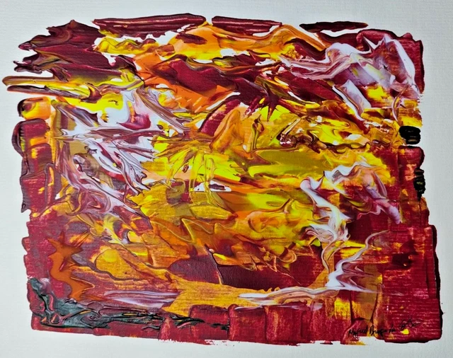 Original acrylic abstract painting. Acrylic on paper.