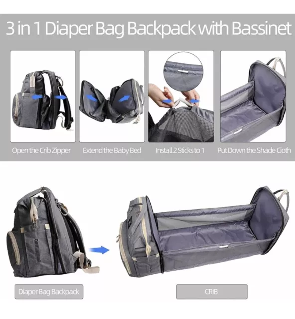 Baby Diaper Bag, Multi-Functional Waterproof for Living, Traveling Backpack NEW 2