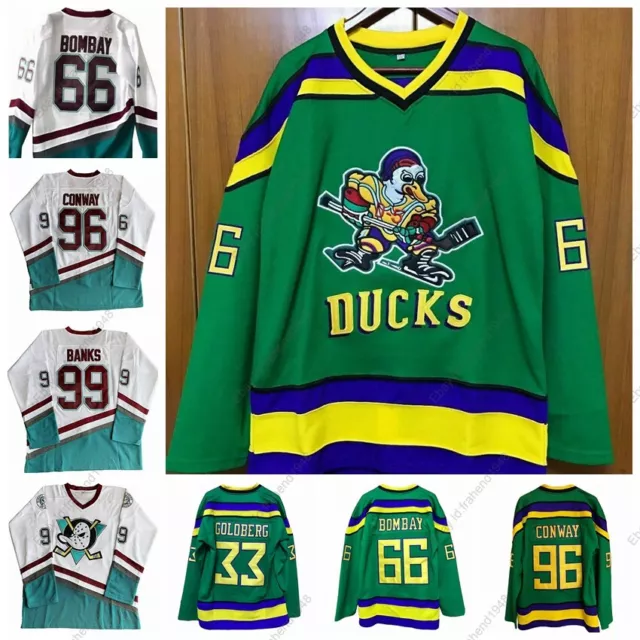 The Mighty Ducks #96 Conway Movie Hockey Jersey #66 Bombay #33 Goldber #99 Banks