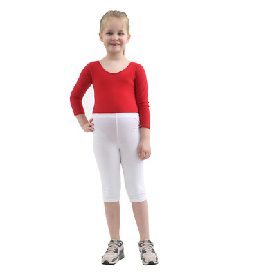 Children Cropped Cotton Leggings 3/4 Length, Plain SOFT Capri Pants SIZE 1 To 12
