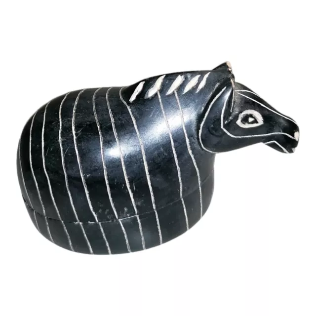 Vintage Antique Carved Zebra Kenya soapstone AHL 1987 LITTLE DAMAGE TO EAR.