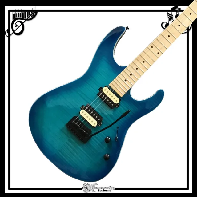 Custom ST Electric Guitar Blue Flamed Maple Top FR Bridge Maple Fretboard