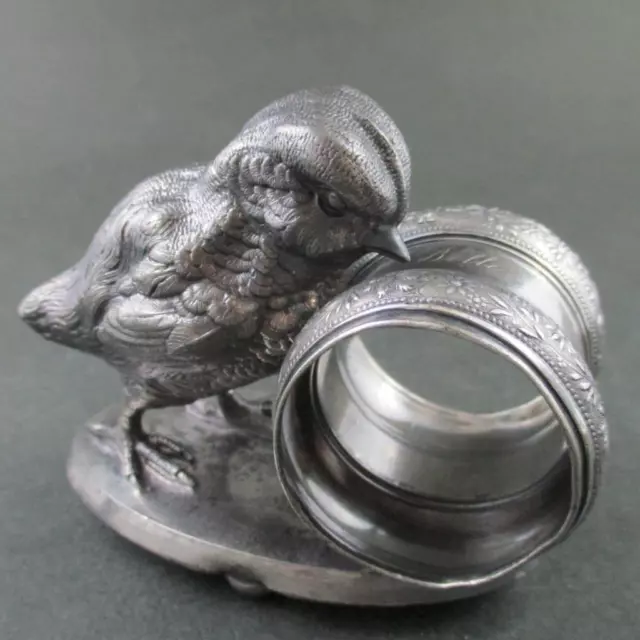 Large CHICK - Rogers Smith #222 Quadruple Silver - Antique Figural NAPKIN RING