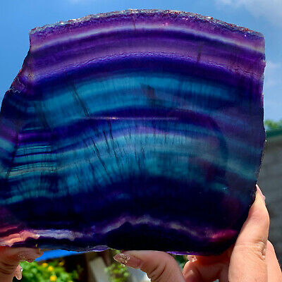 1.45LB Natural beautiful Rainbow Fluorite Crystal Rough stone specimens cur