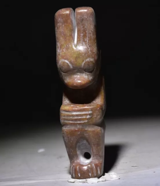 3.6" Chinese Hongshan Culture Old Jade Carved Sun God Helios Amulet Pendant