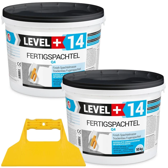 Glättspachtel 10Kg+10kg Fertigspachtel Q1-Q4 Trockenbau+Kunststoffspachtel RM14