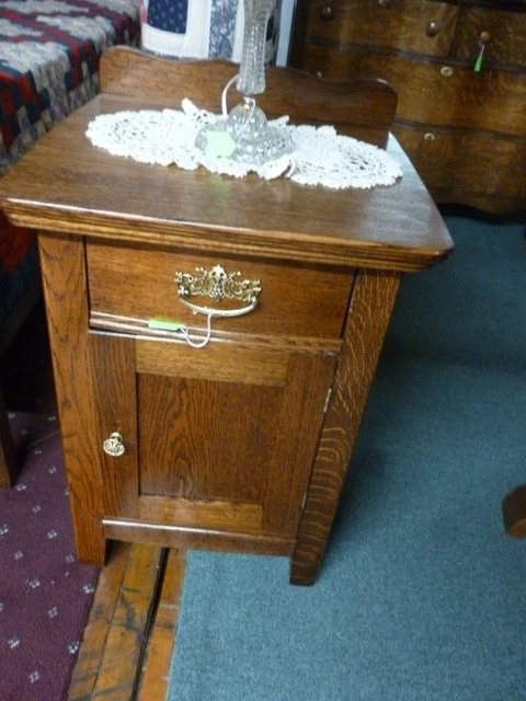 Antique Oak Nightstand Washstand Dresser 1900's refinished end table 20" wide #1