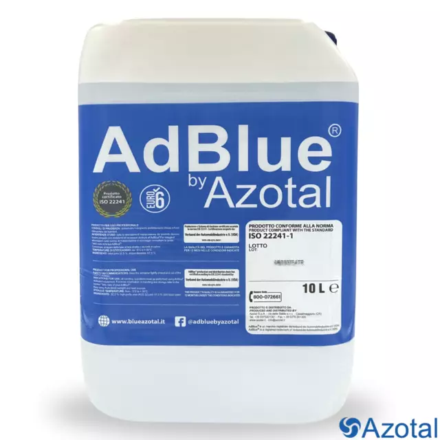 Azotal ADBLUE ADDITIVO CARBURANTE DIESEL VEICOLI EURO 4-5-6 TECNOLOGIA SCR 10lt