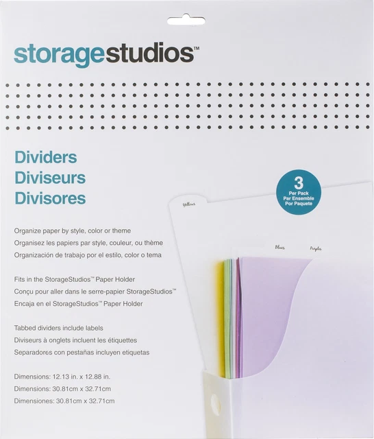 Paquete de 3 divisores con pestañas para estudios de almacenamiento con etiquetas 3/paquete-12,13""X12,88"" -CH92601