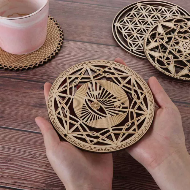 Cut Flower Of Life Energy Mat Wooden Wall Sign Home Wall Decor Slice Wood Base