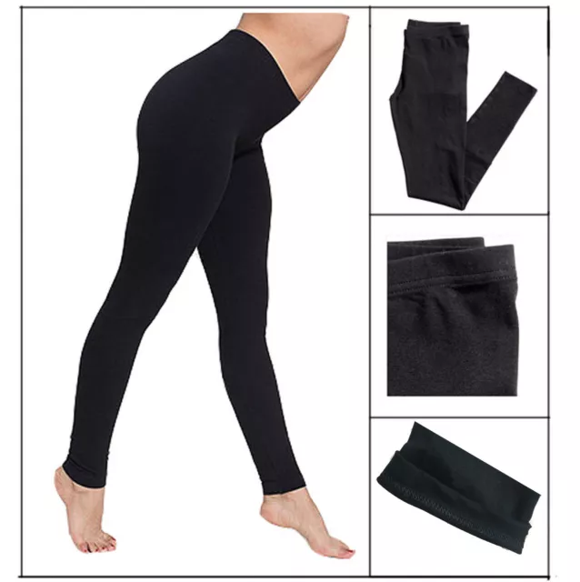 New Full Length Black Cotton Leggings - All Sizes - Premium Quality