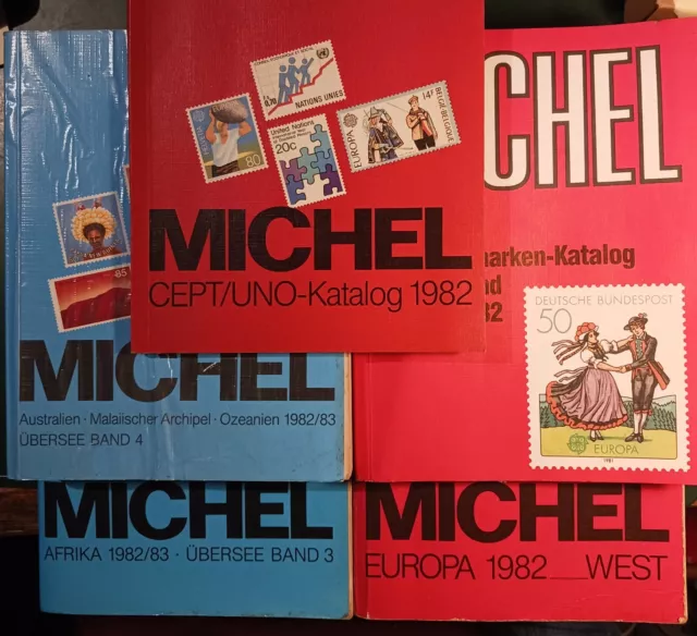 5 Michel Kataloge 1982/1983 CEPT/UNO, Europa West, Übersee Bd. 3+4, Deutschland