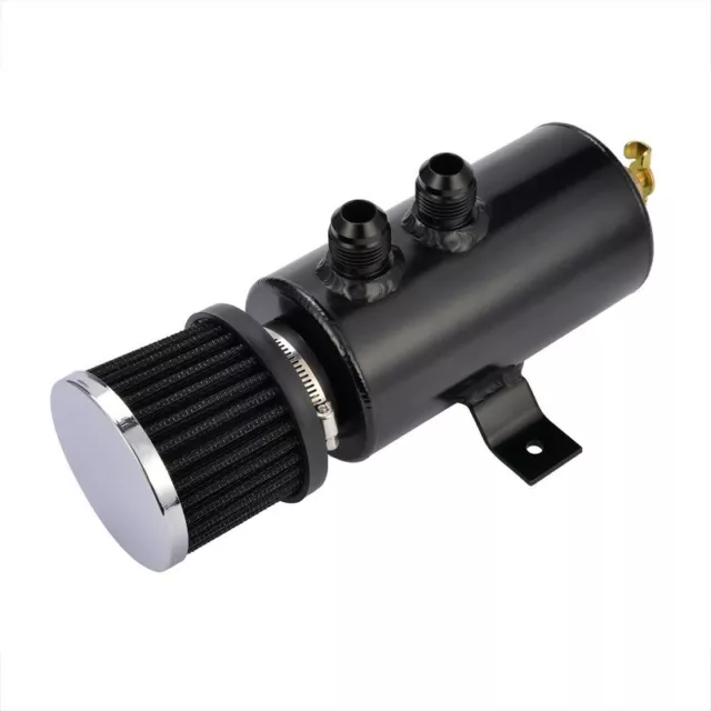 0.75L Baffled Oil Catch Can Tube Tank AN10 Air Filter Drain Plug LS1 LS2 LS3 BLK