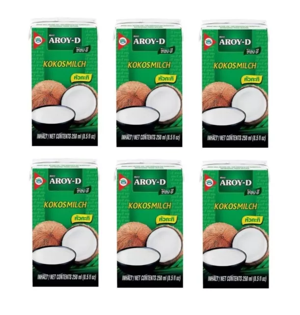 Kokosmilch Aroy-D Sixpack: 6 x 250ml Coconut Milk Cocosmilch Kokosnussmilch 6