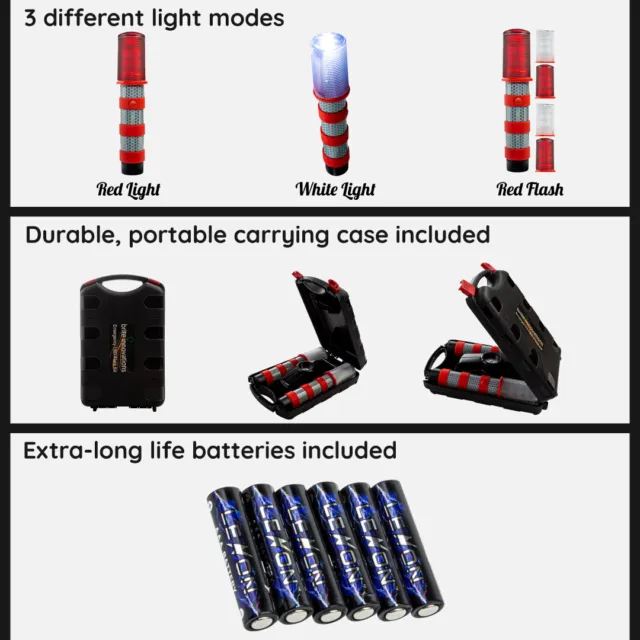 LED Emergency Roadside Flares Safety Strobe 2 Pack With Case & Battrery's 2
