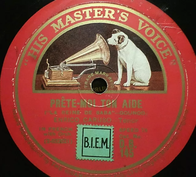 ENRICO CARUSO, Tenor In French ""La Reine De Saba - Gounod / Franck"" HMV 78rpm