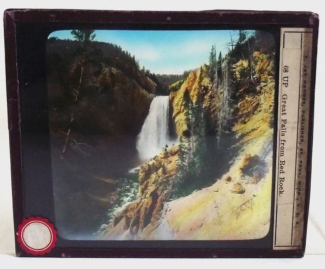 F JAY HAYNES GREAT FALLS RED ROCK YELLOWSTONE NATIONAL Magic Lantern Glass Slide