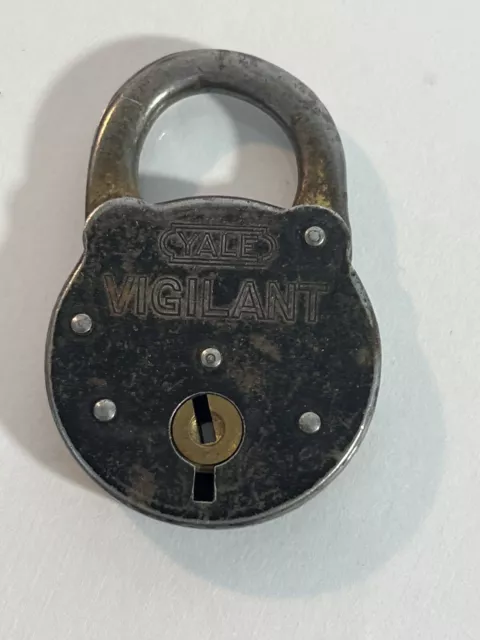 RARE Antique Padlock Vigilant Yale & Towne Stamford Conn. USA Lock Steampunk