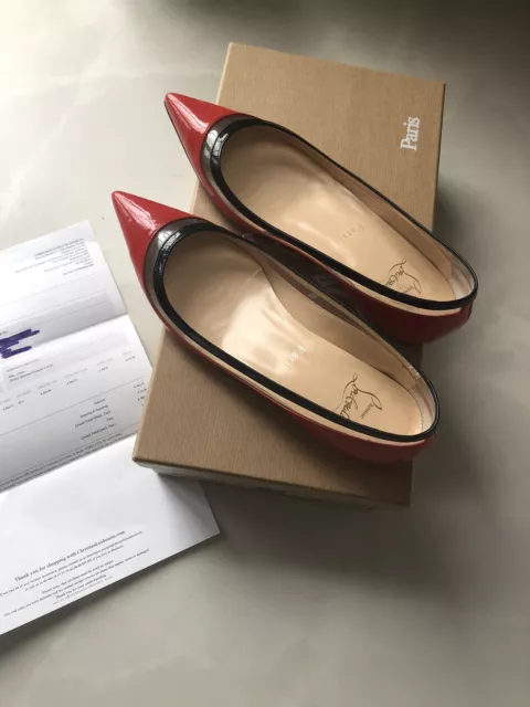 christian louboutin 36, Uk 3, Red Patent Paulina Flats, Superb!