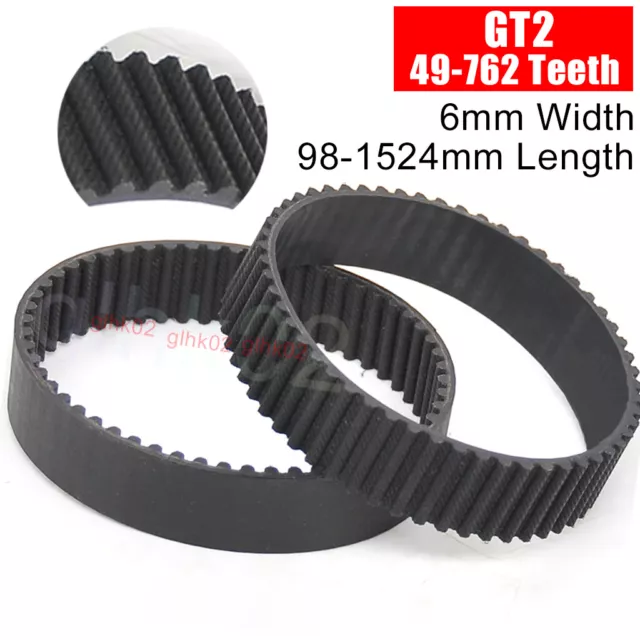 GT2 Timing Belt 2M 2mm Pitch 6mm Width Closed Loop For Synchronous Pulley CNC 3D