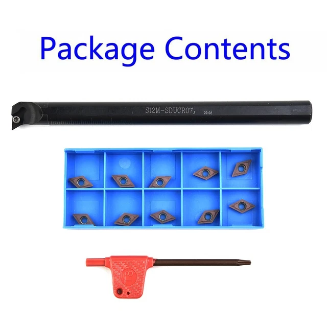12mm Lathe Boring Bar Turning Tool Holders DCMT0702 Carbide-Insert Replacement