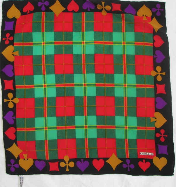 Foulard Tour De Cou En Soie 100% Vintage CODICELLO - Motif Multicolore - Occasion