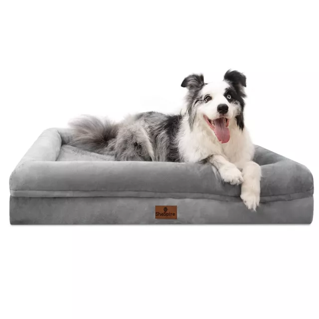SheSpire Gray Orthopedic Memory Foam XX-Large Dog Bed Sofa Pet Bolster Mattress