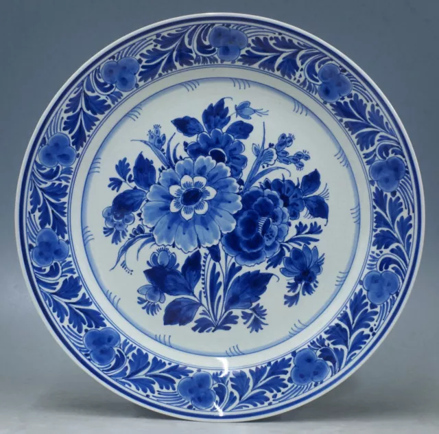 a perfect porceleyne fles blue & white floral Delft plate 1932