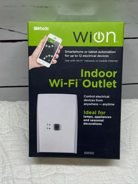 WiOn 50050 Indoor WiFi Plug With 1 Grounded Outlet, White
