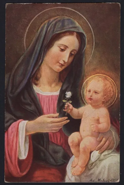 santino antico postale de la Madonna estampa image pieuse holy card