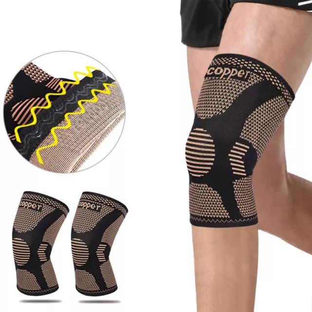 Copper Infused Knee Pad Support Brace Patella Arthritis Joint Compression Sleeve