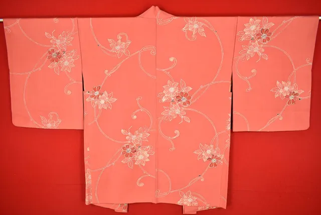 Vintage Japanese Kimono Silk Antique BORO HAORI Kusakizome Dyed/A465/545