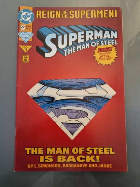 DC Comics - Superman The Man of Steel #22 - June 1993 - VFN - B&B - Red Die Cut