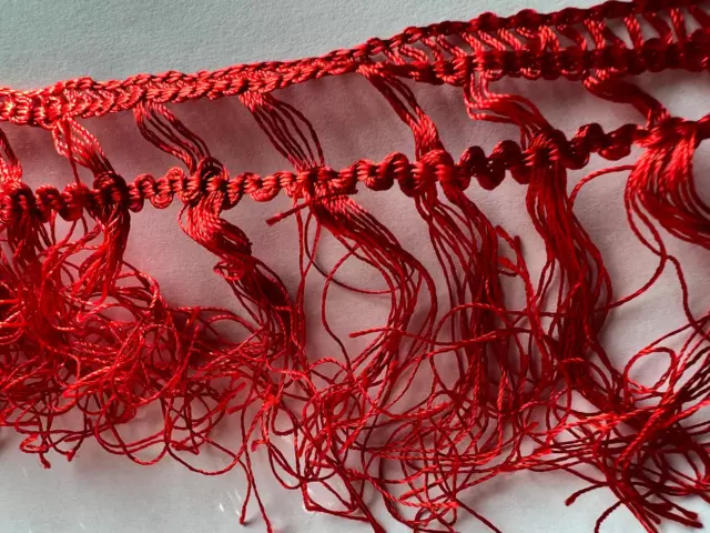 Fransen Fransenborte Rot Spitzenborte 11cm Fransenband Drellierfranse Gardine