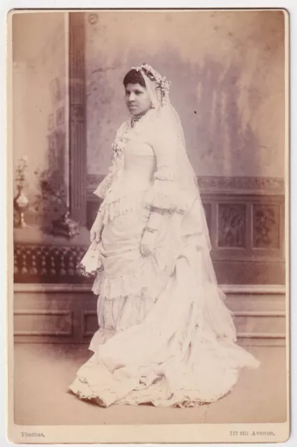 AFRICAN-AMERICAN Bride : Thomas NYC  RARE 1880s NEW YORK CITY Cabinet Card Photo