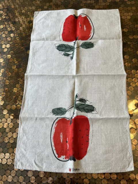 NEW Vintage VERA NEUMANN APPLE Printed Linen Kitchen Dish Tea Towel