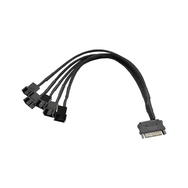 SATA POWER CABLE PC Cooling Fan Splitter Hub Converter (SATA to 5x4Pin
