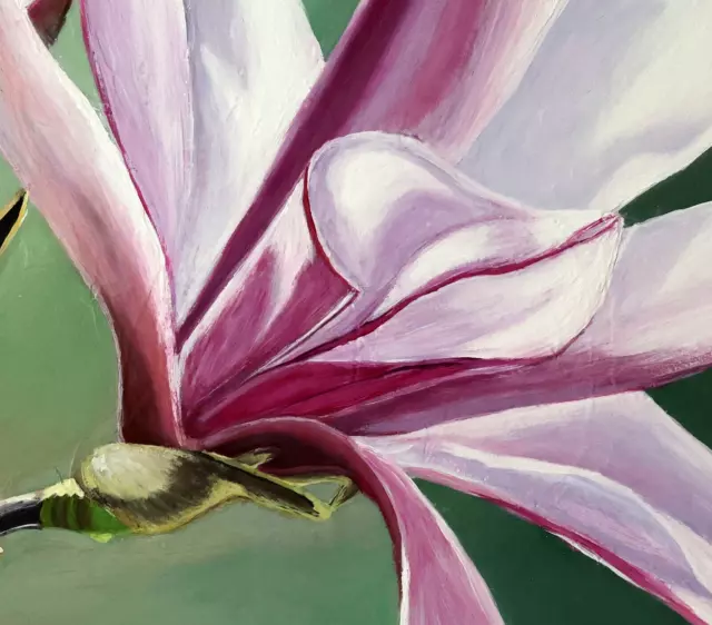 Handgemalt Acrylbild Natur Blumen 60x100 Kunst Gemälde "Magnolie" Malerei modern 2