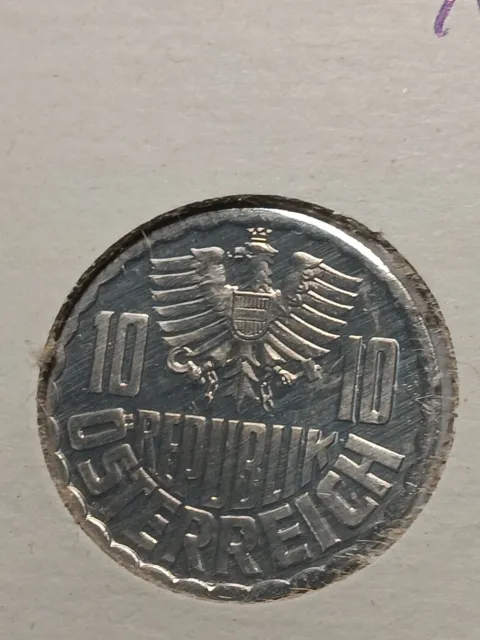1968  Austria 10 Groschen Coin PROOF  ( LOW Mintage  )  Rare World Coin   N/218