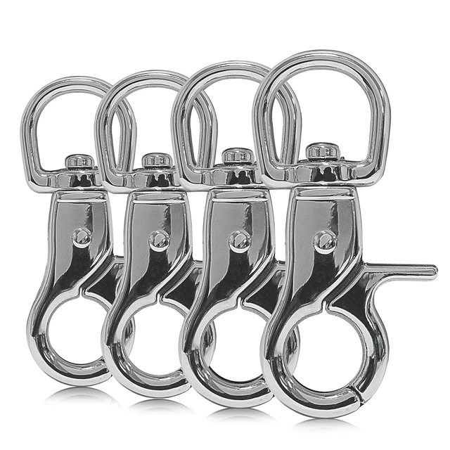 4 Moschettoni Girevoli In Acciaio 64mm - Per Guinzagli Cani, Paracord, Attività Outdoor - Argento - Foto 5